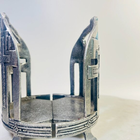 Vtg Pewter 3 Cross Candle Holder Easter Carson Indiana Candle up to 4" Diameter - Picture 3 of 5